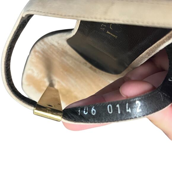 Vintage Gucci Gold Accent Suede Block Heel Sandals Size 7 - Picture 5 of 6